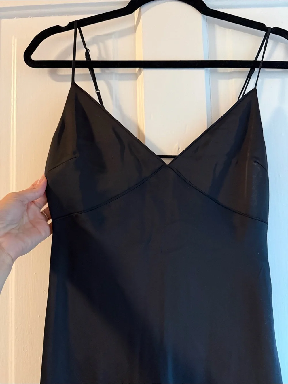Abercrombie & Fitch Black Satin Slip Dress with Thin Straps